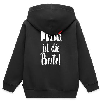 Mama ist die Beste | Geschenk für Mama - Kinder Premium Organic Zip Hoodie - Schwarz - Hinten - AI Model Kid Male (0cm)