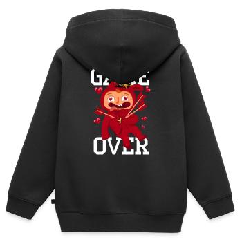 Amant frappé par les flèches d'Armor - Sweat Premium à capuche zippé enfant bio - noir - Dos - AI Model Kid Male (0cm)