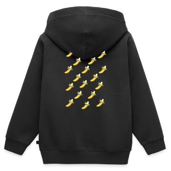 BANANES! - Sweat Premium à capuche zippé enfant bio - noir - Dos - AI Model Kid Male (0cm)