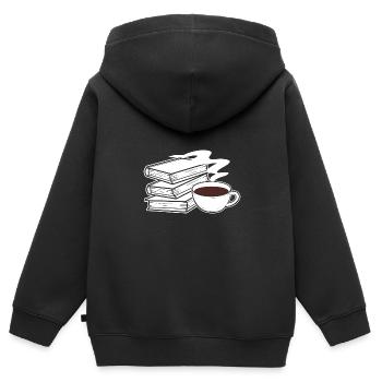 Autor Kaffee Buch - Kinder Premium Organic Zip Hoodie - Schwarz - Hinten - AI Model Kid Male (0cm)