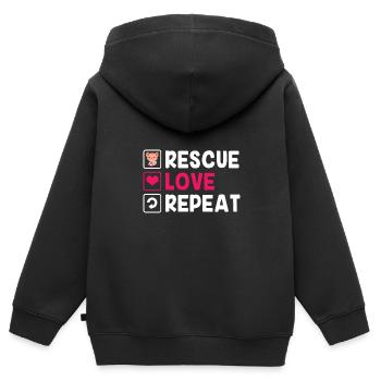 Katzenrettung Tierrechte Tierrettung Tierheim - Kinder Premium Organic Zip Hoodie - Schwarz - Hinten - AI Model Kid Male (0cm)