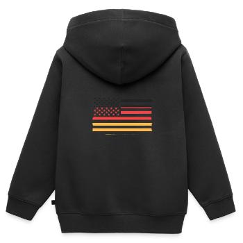 Amerikanisch Deutsch - Kinder Premium Organic Zip Hoodie - Schwarz - Hinten - AI Model Kid Male (0cm)