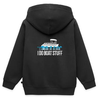 Bateau ponton Bateau Bateaux - Sweat Premium à capuche zippé enfant bio - noir - Dos - AI Model Kid Male (0cm)