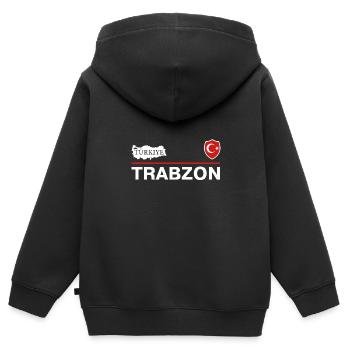 Türkiye Trabzon Trabzonlu Crescent avec étoile - Sweat Premium à capuche zippé enfant bio - noir - Dos - AI Model Kid Male (0cm)