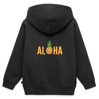 Ananas Aloha - Sweat Premium à capuche zippé enfant bio - noir - Dos - AI Model Kid Male (0cm)
