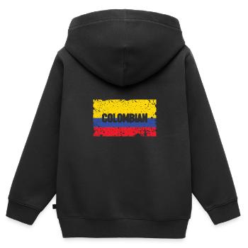 Colombie - Sweat Premium à capuche zippé enfant bio - noir - Dos - AI Model Kid Male (0cm)