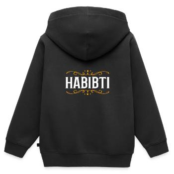 Muslim Habibi - Kids Premium Organic Zip-up Hoodie - black - Back - AI Model Kid Male (0cm)