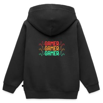 Gamer - Kinder Premium Organic Zip Hoodie - Schwarz - Hinten - AI Model Kid Male (0cm)