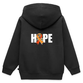 Leukämie Bewusstsein - Kinder Premium Organic Zip Hoodie - Schwarz - Hinten - AI Model Kid Male (0cm)