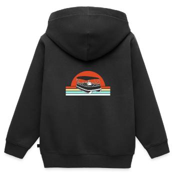 Bateau ponton Bateau Bateaux - Sweat Premium à capuche zippé enfant bio - noir - Dos - AI Model Kid Male (0cm)