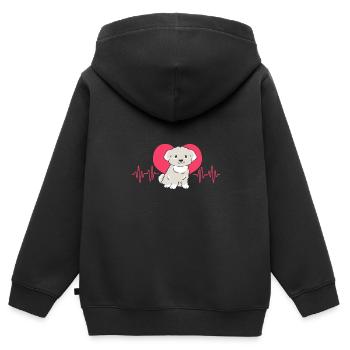 Maltese - Kids Premium Organic Zip-up Hoodie - black - Back - AI Model Kid Male (0cm)