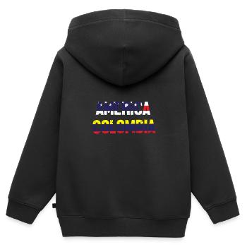 Colombie - Sweat Premium à capuche zippé enfant bio - noir - Dos - AI Model Kid Male (0cm)