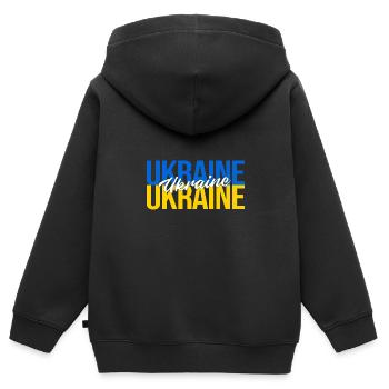 Ukraine - Kinder Premium Organic Zip Hoodie - Schwarz - Hinten - AI Model Kid Male (0cm)