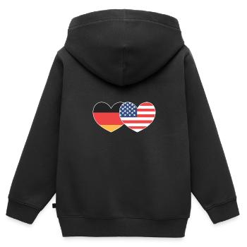 Amerikanisch Deutsch - Kinder Premium Organic Zip Hoodie - Schwarz - Hinten - AI Model Kid Male (0cm)