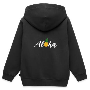 Ananas Aloha - Sweat Premium à capuche zippé enfant bio - noir - Dos - AI Model Kid Male (0cm)