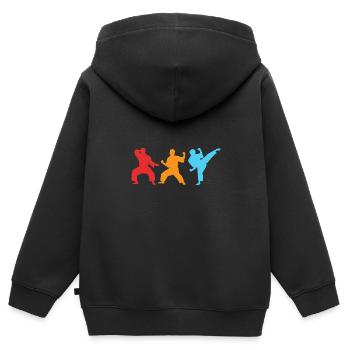 Jiu Jitsu Selbstverteidigung - Kinder Premium Organic Zip Hoodie - Schwarz - Hinten - AI Model Kid Male (0cm)
