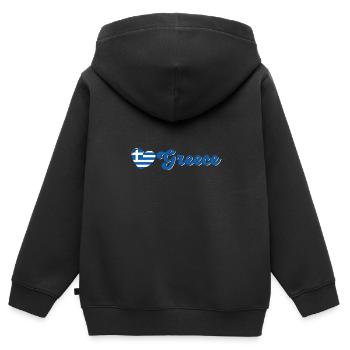 Griechische Flagge National Balkan Urlaub Reise - Kinder Premium Organic Zip Hoodie - Schwarz - Hinten - AI Model Kid Male (0cm)