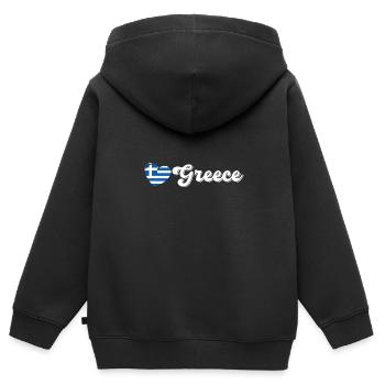 Griechische Flagge National Balkan Urlaub Reise - Kinder Premium Organic Zip Hoodie - Schwarz - Hinten - AI Model Kid Male (0cm)