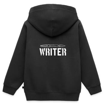 Autor - Kinder Premium Organic Zip Hoodie - Schwarz - Hinten - AI Model Kid Male (0cm)