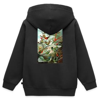 Graphic Vintage par Tinarra - Sweat Premium à capuche zippé enfant bio - noir - Dos - AI Model Kid Male (0cm)