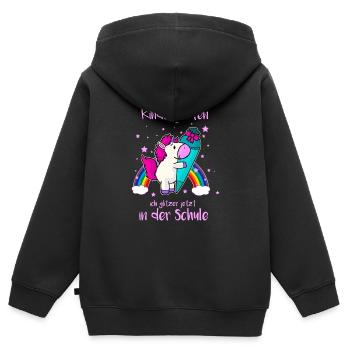 Einschulung Schuleinführung Schulkind Einhorn - Kinder Premium Organic Zip Hoodie - Schwarz - Hinten - AI Model Kid Male (0cm)