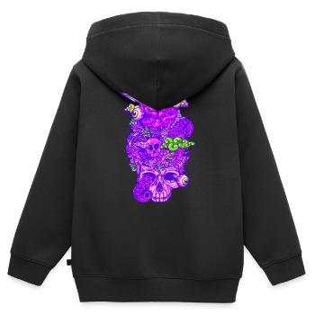 Cerveau griffonnage fort - Sweat Premium à capuche zippé enfant bio - noir - Dos - AI Model Kid Male (0cm)