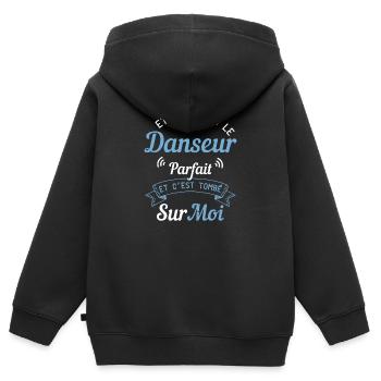 Et Dieu Créa Le Danseur Parfait - Humour Danse - Sweat Premium à capuche zippé enfant bio - noir - Dos - AI Model Kid Male (0cm)