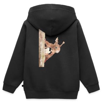 Eichhörnchen - Kinder Premium Organic Zip Hoodie - Schwarz - Hinten - AI Model Kid Male (0cm)