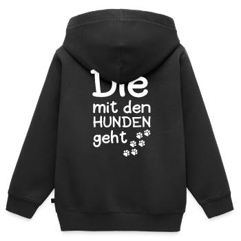 Die Mit Den Hunden Geht Hund Hundebesitzer Pfote - Kinder Premium Organic Zip Hoodie - Schwarz - Hinten - AI Model Kid Male (0cm)