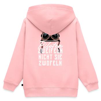 Pilot - Kinder Premium Organic Zip Hoodie - Rosa - Hinten - AI Model Kid Female (0cm)