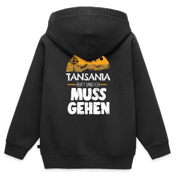 Tansania - Kinder Premium Organic Zip Hoodie - Schwarz - Hinten - AI Model Kid Male (0cm)