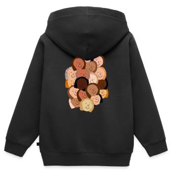 Les femmes de la Journée de la femme - Sweat Premium à capuche zippé enfant bio - noir - Dos - AI Model Kid Male (0cm)