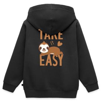 paresseux paresseux se détendre chill out sérénité easy - Sweat Premium à capuche zippé enfant bio - noir - Dos - AI Model Kid Male (0cm)