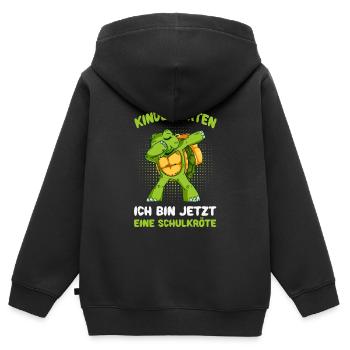 Bye Bye Kindergarten ich bin jetzt eine Schulkröte - Kinder Premium Organic Zip Hoodie - Schwarz - Hinten - AI Model Kid Male (0cm)