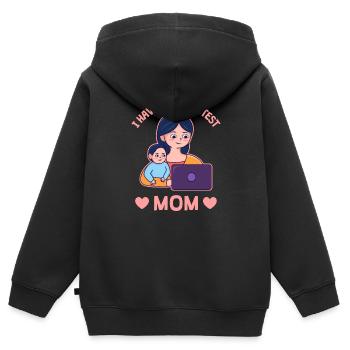 Muttertag Stolzes Design - Kinder Premium Organic Zip Hoodie - Schwarz - Hinten - AI Model Kid Male (0cm)