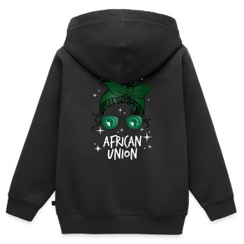 African Union - Kids Premium Organic Zip-up Hoodie - black - Back - AI Model Kid Male (0cm)