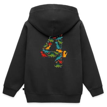 4ème anniversaire Dino Enfant - Sweat Premium à capuche zippé enfant bio - noir - Dos - AI Model Kid Male (0cm)