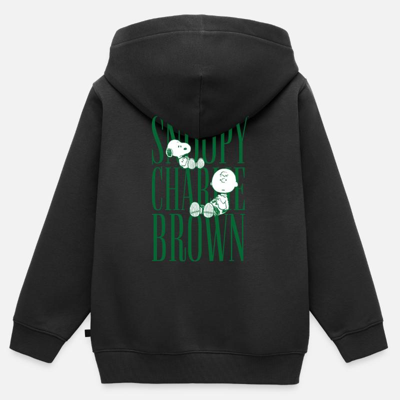 Peantus Design con Snoopy e Charlie Braun - Felpa Premium con cappuccio con zip bambino bio - nero