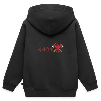 Pompier Pompier - Sweat Premium à capuche zippé enfant bio - noir - Dos - AI Model Kid Male (0cm)