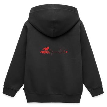 Course sur piste de terre battue - Sweat Premium à capuche zippé enfant bio - noir - Dos - AI Model Kid Male (0cm)