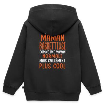 J'ai une maman basketteuse plus cool - Sweat Premium à capuche zippé enfant bio - noir - Dos - AI Model Kid Male (0cm)