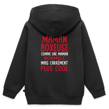 J'ai une maman boxeuse plus cool - Sweat Premium à capuche zippé enfant bio - noir - Dos - AI Model Kid Male (0cm)