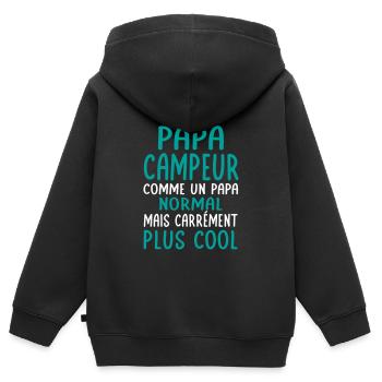 J'ai un papa campeur plus cool - Sweat Premium à capuche zippé enfant bio - noir - Dos - AI Model Kid Male (0cm)