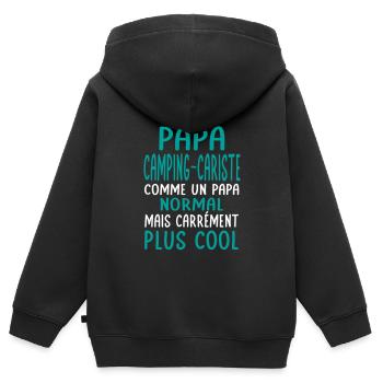 J'ai un papa camping-cariste plus cool - Sweat Premium à capuche zippé enfant bio - noir - Dos - AI Model Kid Male (0cm)
