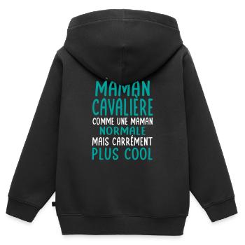 J'ai une maman cavalière plus cool - Sweat Premium à capuche zippé enfant bio - noir - Dos - AI Model Kid Male (0cm)
