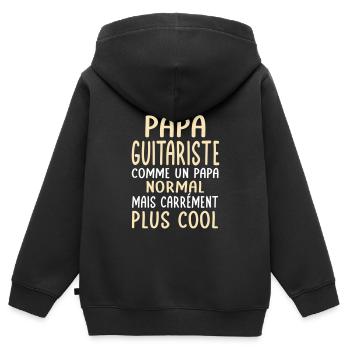 J'ai un papa guitariste plus cool - Sweat Premium à capuche zippé enfant bio - noir - Dos - AI Model Kid Male (0cm)