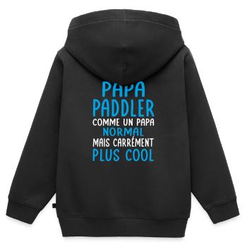 J'ai un papa paddler plus cool - Sweat Premium à capuche zippé enfant bio - noir - Dos - AI Model Kid Male (0cm)