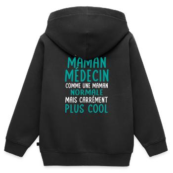 J'ai une maman médecin plus cool - Sweat Premium à capuche zippé enfant bio - noir - Dos - AI Model Kid Male (0cm)