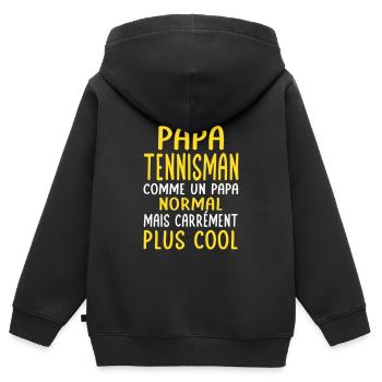 J'ai un papa tennisman plus cool - Sweat Premium à capuche zippé enfant bio - noir - Dos - AI Model Kid Male (0cm)