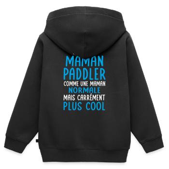 J'ai une maman paddler plus cool - Sweat Premium à capuche zippé enfant bio - noir - Dos - AI Model Kid Male (0cm)